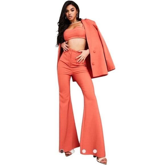 ASOS Luxe Cinnamon High Rise Flare Pants Women’s Size 4 Trousers - Picture 5 of 5